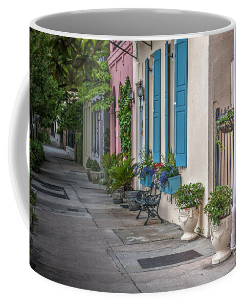 Rainbow Row Coffee Mug featuring the photograph Strolling Down Rainbow Row by Dale Powell