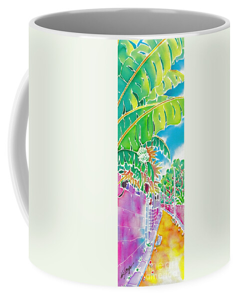 Okinawa Coffee Mug featuring the painting Strolling the village by Hisayo OHTA