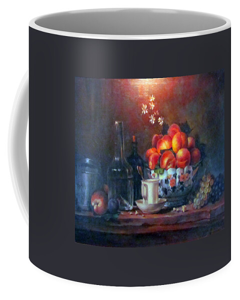 Peaches Coffee Mug featuring the painting Study of Peaches by Donna Tucker