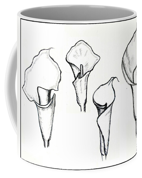 Charcoal Coffee Mug featuring the drawing Study to lily calla II by Madalena Lobao-Tello