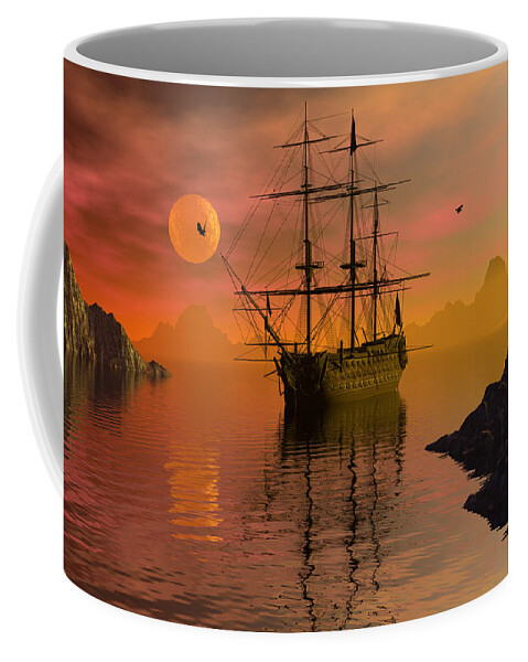 Bryce Coffee Mug featuring the digital art Summer anchorage by Claude McCoy