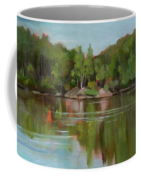 Mirror Lake Coffee Mug featuring the painting Summer at Mirror Lake by Nancy Griswold