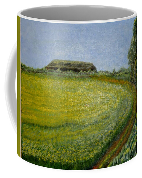 Landscape Coffee Mug featuring the painting Summer in canola field by Felicia Tica