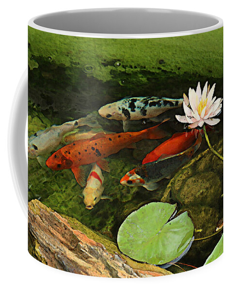Summer Coffee Mug featuring the photograph Summer Koi and Lilly by Amanda Smith