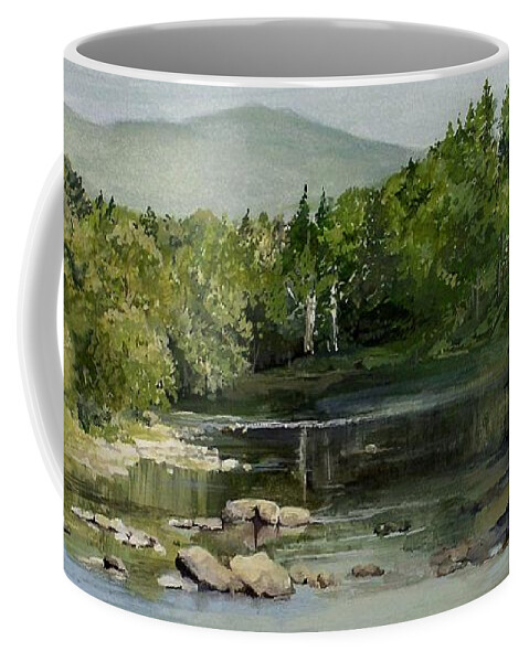 Vermont Coffee Mug featuring the painting Summer on the River in Vermont by Laurie Rohner