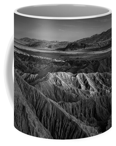 Anza-borrego Desert Coffee Mug featuring the photograph Sun on the Borrego Badlands by Peter Tellone
