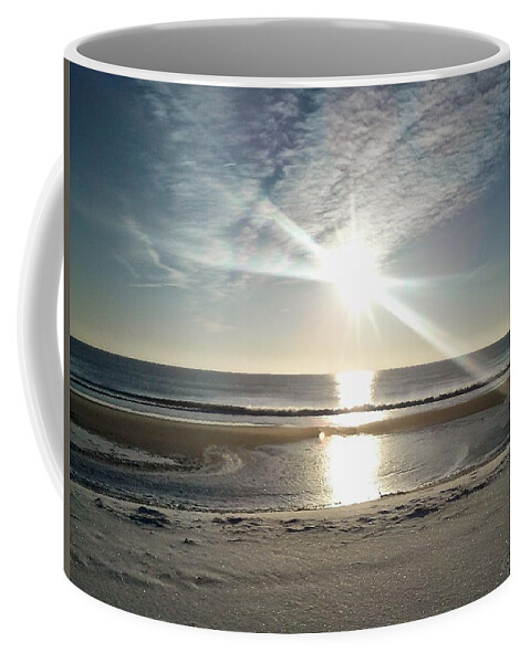 Sun Coffee Mug featuring the photograph Sun Reflecting Off Ice and Ocean by Robert Banach