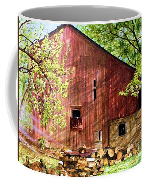 Watercolor Barn Coffee Mug featuring the painting Sun Stroked by Barbara Jewell