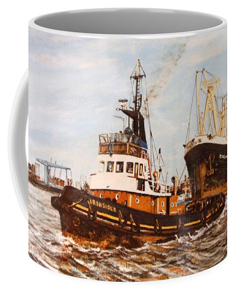 London Coffee Mug featuring the painting Tug Ironsider, on the River Thames by Mackenzie Moulton