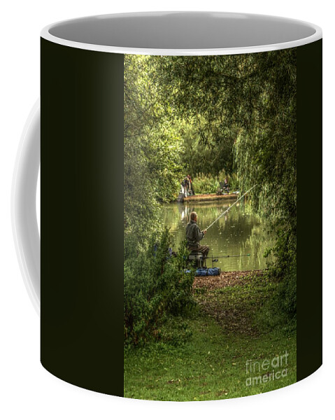 Sunday Fishing Coffee Mug featuring the photograph Sunday fishing at the Lake by Jeremy Hayden
