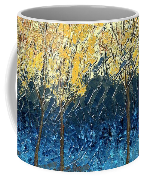 Sundrenched Coffee Mug featuring the painting Sundrenched Trees by Linda Bailey