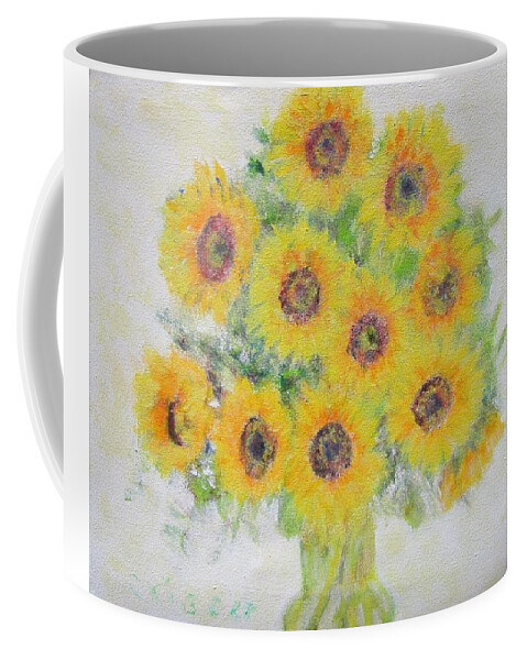 Impressionism Coffee Mug featuring the painting Sunflower Bouquet by Glenda Crigger