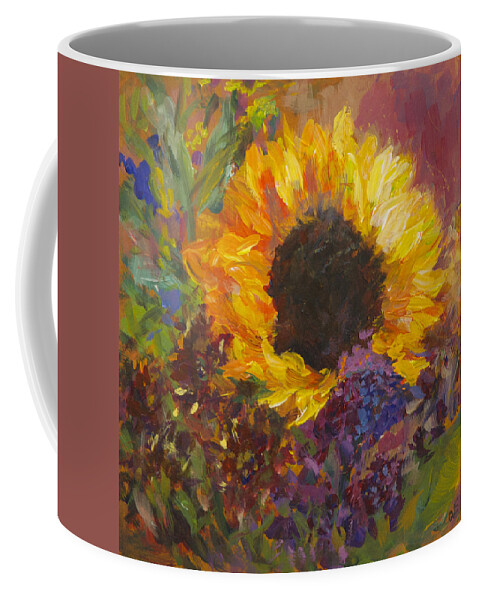 Sunflower Coffee Mug featuring the painting Sunflower Dance Original Painting Impressionist by Quin Sweetman