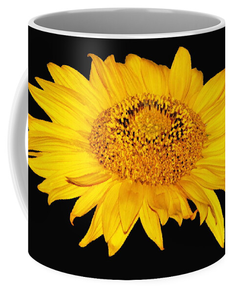 Sunflowers Coffee Mug featuring the photograph Sunflower on Black with Oil Painting Effect by Rose Santuci-Sofranko
