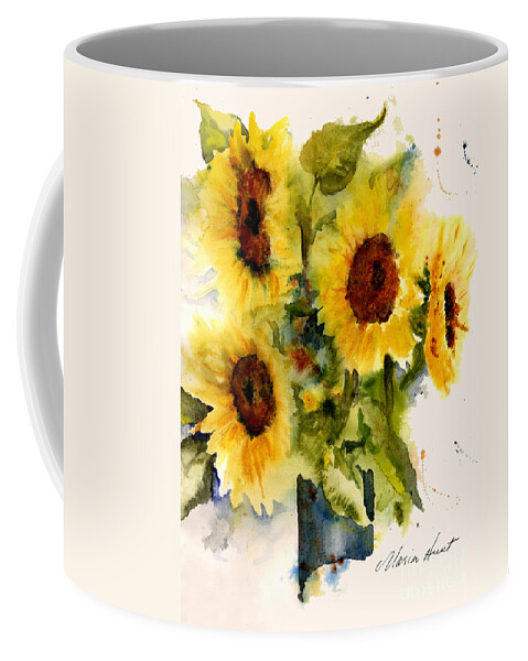 Sunflowers In A Vase Coffee Mug featuring the painting Autumn's Sunshine by Maria Hunt