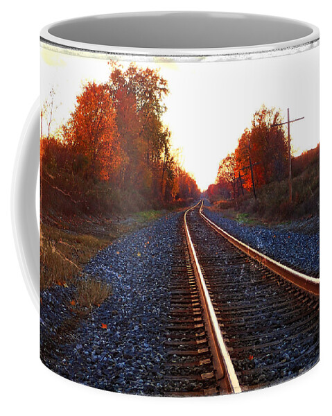 Michigan Coffee Mug featuring the photograph Sunlit Tracks by Lars Lentz