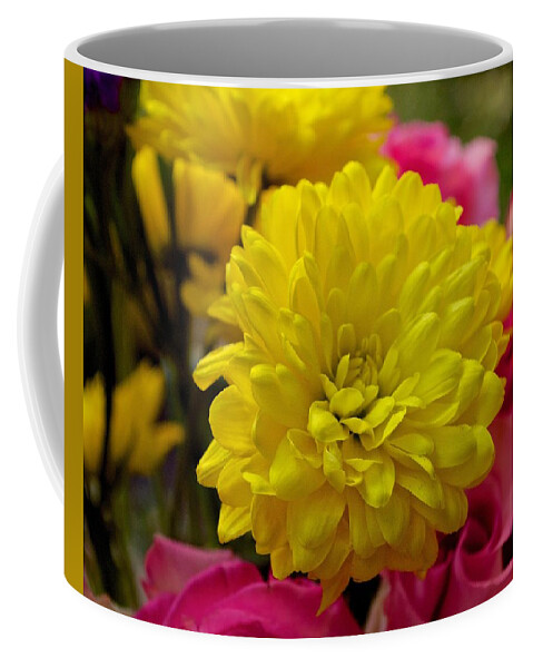 Yellow Mum Flower Print Coffee Mug featuring the photograph Sunny Flowers by Kristina Deane