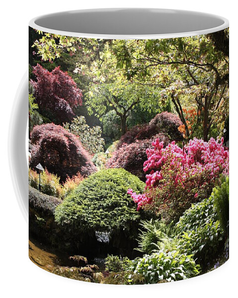 Japanese Garden Coffee Mug featuring the photograph Sunny Japanese Garden by Carol Groenen