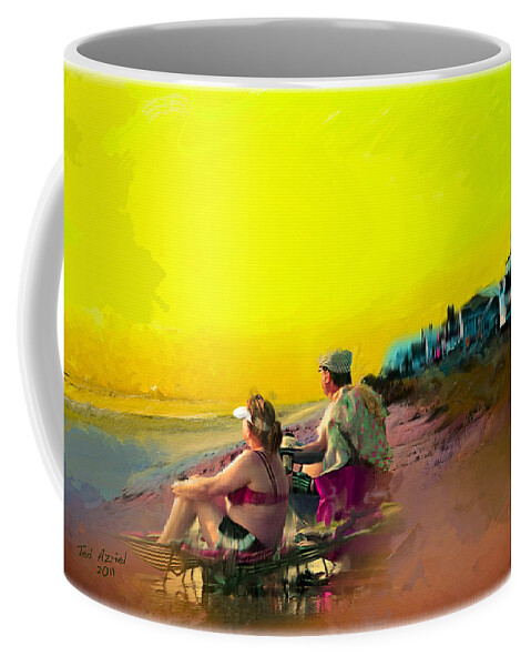 Oil Painting Coffee Mug featuring the painting Sunrise at Ponte Vedras by Ted Azriel