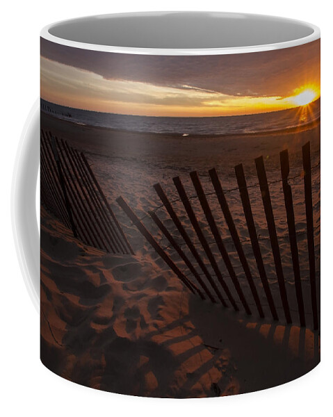 Beach Coffee Mug featuring the photograph Sunrise By The Dunes Fence by Sven Brogren