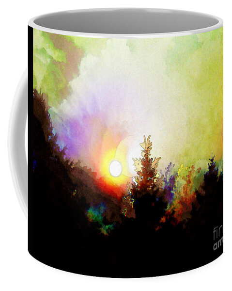 Sun Coffee Mug featuring the digital art Sunrise In The Forest by Phil Perkins
