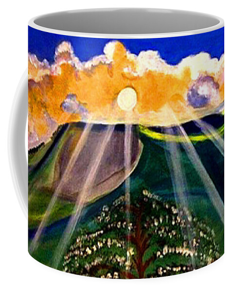 Landscape Coffee Mug featuring the painting Sunrise Over The Darren by Rusty Gladdish