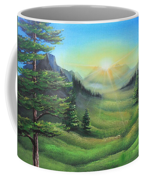 Landscape Painting Coffee Mug featuring the painting Sunrise by Remegio Onia