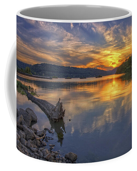 Cooks Landing Coffee Mug featuring the photograph Sunset at Cook's Landing - Arkansas River by Jason Politte