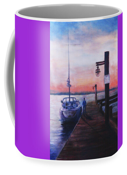 Watercolor Coffee Mug featuring the painting Sunset at Rocky Point by Sher Nasser