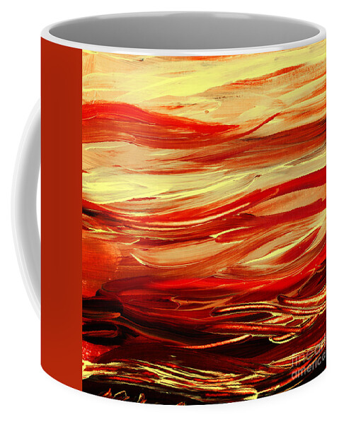 Red Coffee Mug featuring the painting Sunset At The Red River Abstract by Irina Sztukowski