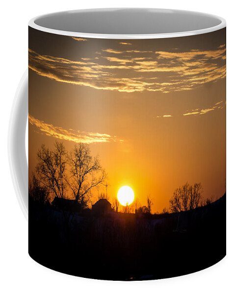 Sunset Coffee Mug featuring the photograph Sunset Over the Distant Farm by Holden The Moment