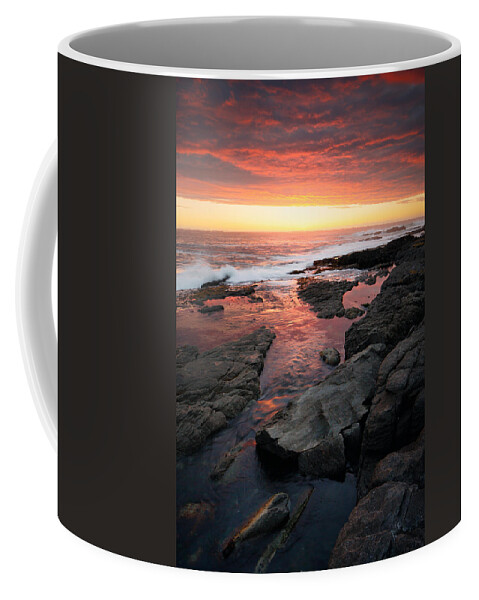 Ocean Coffee Mug featuring the photograph Sunset over rocky coastline by Johan Swanepoel