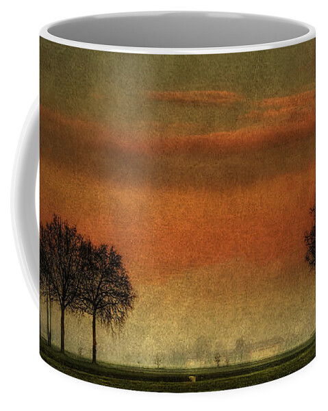 Albairate Coffee Mug featuring the photograph Sunset over the country by Roberto Pagani