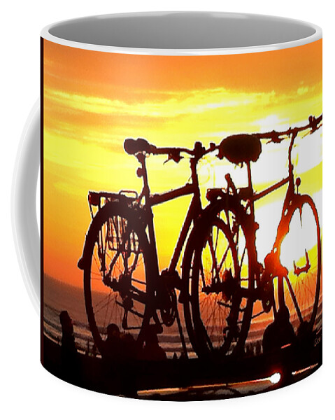 Bikes Coffee Mug featuring the photograph Sunset Ride by Donna Blackhall