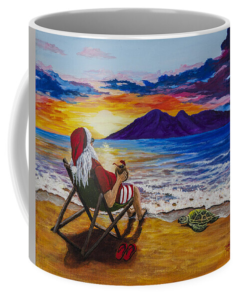 Sunset Santa Coffee Mug featuring the painting Sunset Santa by Darice Machel McGuire
