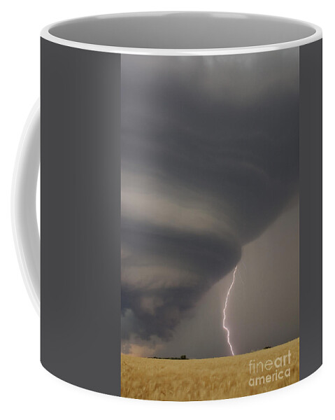 Supercell Coffee Mug featuring the photograph Supercell Thunderstorm With Lightning by Jon Davies
