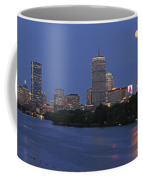 Boston Coffee Mug featuring the photograph Supermoon over Boston by Juergen Roth