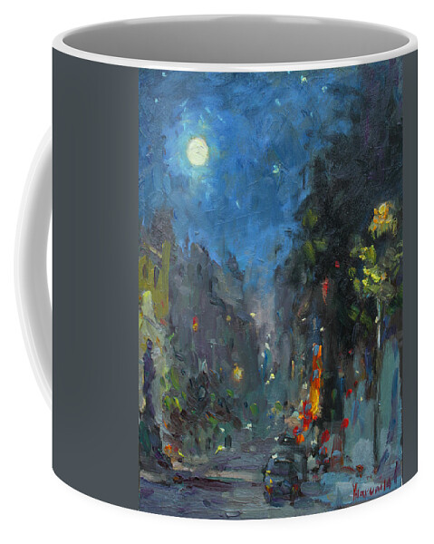 Suppermoon 2014 Coffee Mug featuring the painting Supermoon 2014 by Ylli Haruni
