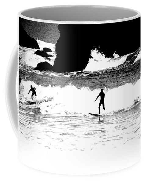 Surfers Coffee Mug featuring the photograph Surfer Silhouette by Kathy Churchman