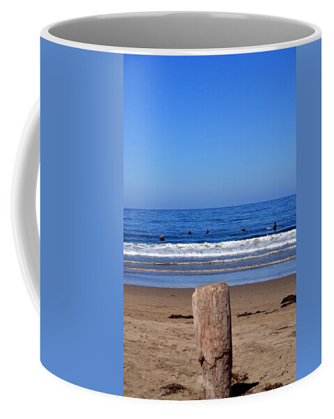 California Coffee Mug featuring the photograph Surfers Waiting.... by Dean Ferreira