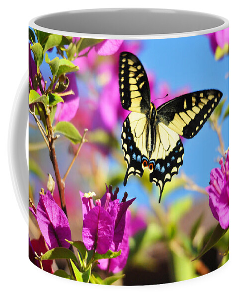 Flowers Coffee Mug featuring the photograph Swallowtail in Flight by Lynn Bauer