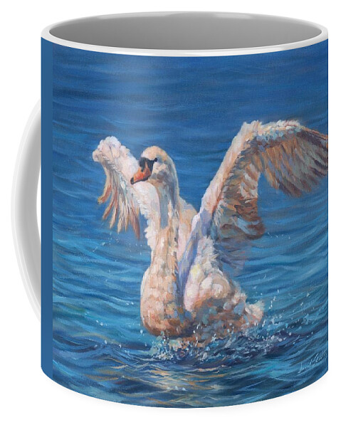 Swan Coffee Mug featuring the painting Swan by David Stribbling