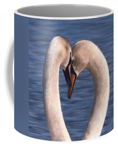 Swan Coffee Mug featuring the painting Swans Painting by Rachel Stribbling