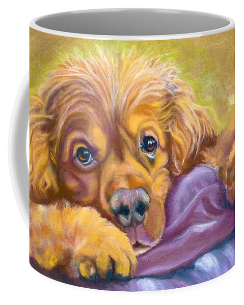 Dog Coffee Mug featuring the painting Sweet Boy Rescued by Susan A Becker