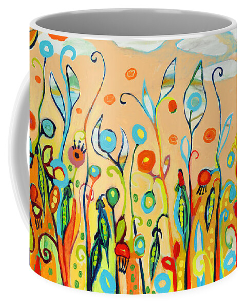 Garden Coffee Mug featuring the painting Sweet Peas and Poppies by Jennifer Lommers