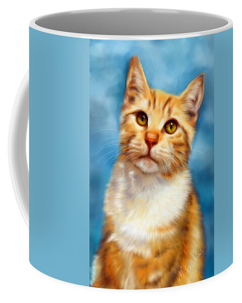 Cats Coffee Mug featuring the painting Sweet William Orange Tabby Cat Painting by Michelle Wrighton