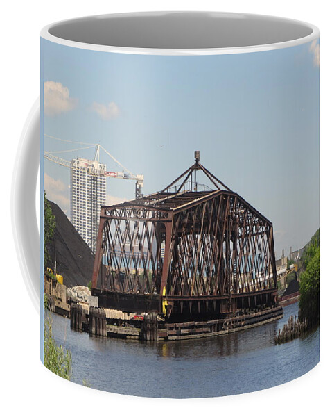 Bridge Coffee Mug featuring the photograph Swing Bridge 1 by Anita Burgermeister