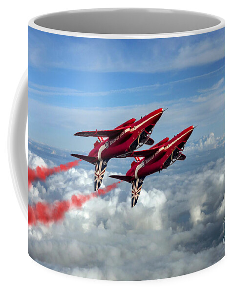 Red Arrows Coffee Mug featuring the digital art Synchro Pair by Airpower Art