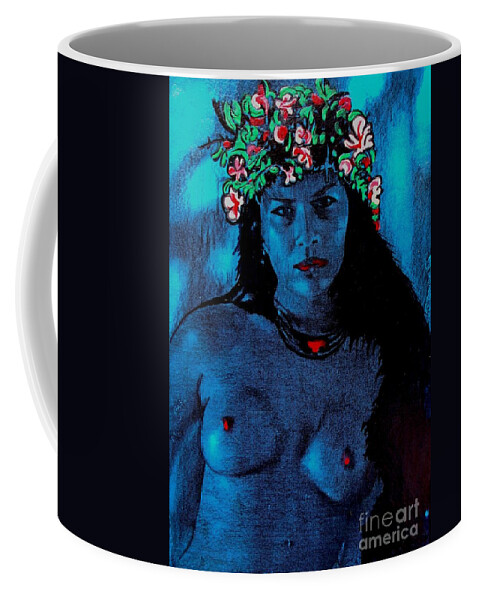 Original Coffee Mug featuring the painting Tahitan Night by Thea Recuerdo