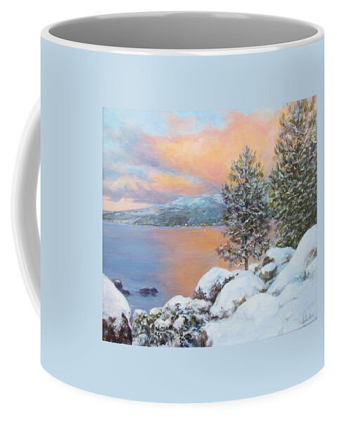 Nature Coffee Mug featuring the painting Tahoe Winter Colors by Donna Tucker